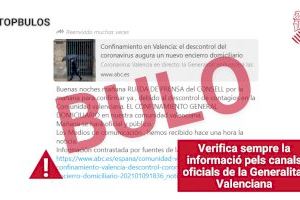 Nuevo bulo en la Comunitat: Generalitat desmiente que hoy se vaya a anunciar el confinamiento