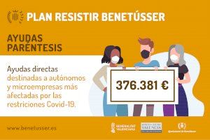 El Plan Resistir inyectará en Benetússer más de 375.000€ destinados a los sectores más afectados por el Covid-19