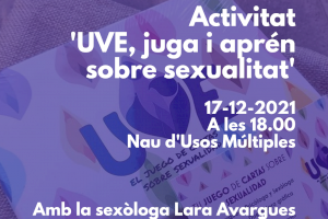 Activitat ‘UVE, juga i aprén sobre sexualitat’ amb la sexòloga Lara Avargues