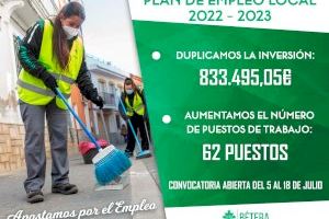El Ayuntamiento de Bétera abre la convocatoria del Plan de Empleo Local 2022-2023