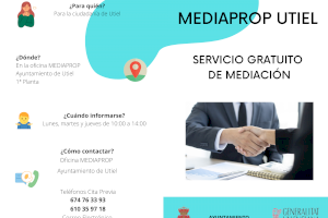 Utiel completa el servicio gratuito de “Justicia Próxima” con la oficina Mediaprop