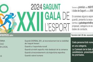 El termini per a presentar candidatures a la XXII Gala de l'Esport de Sagunt ja està obert