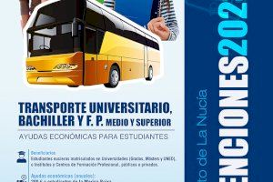 Abierto el plazo para la Subvención de Transporte Universitario y FP de La Nucía