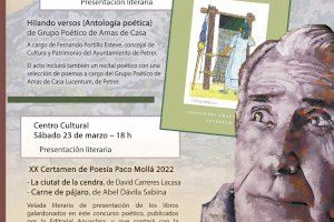 Petrer dedica el fin de semana a la poesía y a su poeta local Paco Mollá con la presentación de 3 poemarios