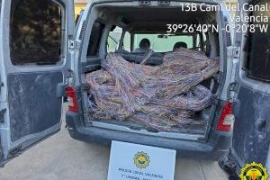 Tres detenidos por robar una tonelada de cable en Valencia