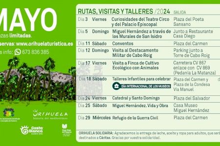 Experiencias de cultivo ecológico y visita al destacamento militar de Cabo Roig entre las rutas turísticas de mayo en Orihuela