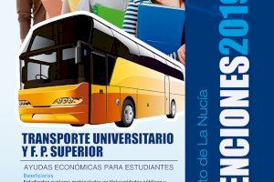 Mañana finaliza el plazo de la subvención del Transporte Universitario-F.P. Superior de en La Nucía