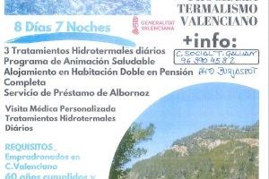 Los mayores de Burjassot podrán disfrutar del programa de termalismo en el Balneario de Montanejos a un precio reducido