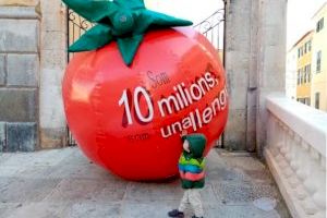 Plantan un tomate gigante para defender "la unidad de la lengua" en Vinaròs
