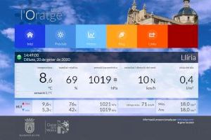 L'Ajuntament de Llíria oferix, a través d'una nova web, informació meteorològica en temps real