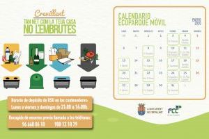 Calendario del Ecoparque móvil y de la recogida de residuos y enseres para el 2020 en Crevillent