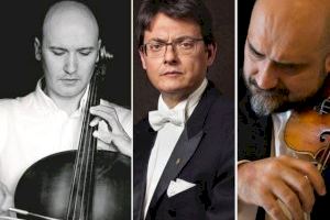 Vicente Huerta, J. Enrique Bouché y Brenno Ambrosini en un concierto con la Simfònica para celebrar el año Beethoven 2020