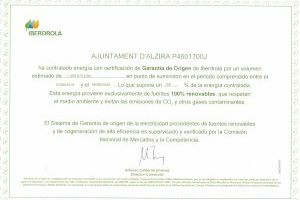 Alzira utilitza energia 100% renovable per a l’enllumenat de la via pública