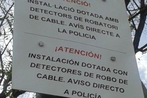 El Ayuntamiento repone cable de cobre robado en instalaciones de alumbrado de Beniferri, Na Rovella y Massarrojos