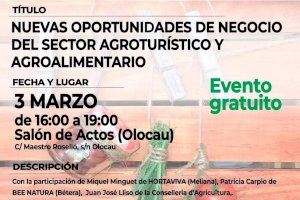 El dia 3 de març Olocau presenta la jornada "Noves oportunitats de negoci"