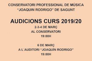 El Conservatorio Profesional de Música Joaquín Rodrigo de Sagunto ofrece las audiciones del curso 2019/2020
