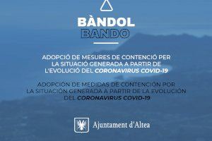 La Junta de Gobierno Local del Ayuntamiento de Altea adopta medidas de prevención ante la situación generada por COVID-19