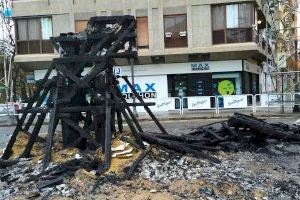 Un acto vandálico está detrás de la quema de la falla Reino de Valencia