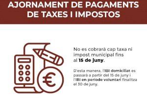 Alzira ajorna el pagament de tributs i taxes municipals a partir del 15 de juny