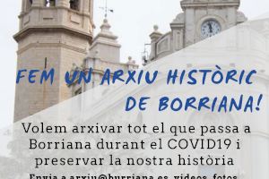 L'Arxiu Municipal de Burriana demana la col·laboració ciutadana per a crear un històric del Covid-19 a la ciutat