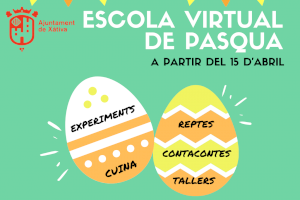 La regidoria de Joventut de Xàtiva inicia demà una escola de Pasqua virtual per a tota la família