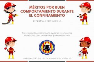 El Consorcio Provincial de Bomberos de València premia a los niños por su buen comportamiento durante el estado de alarma con un diploma personalizado
