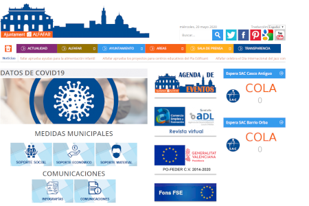 Alfafar habilita un apartado de transparencia del covid-19 en su web municipal