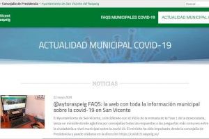 Cs San Vicente cuestiona el gasto de 2.700 € en una web sobre el Covid dos meses y medio después de declararse la pandemia