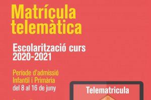 La propera setmana s’inicien els tràmits de la matrícula telemàtica per a l’escolarització del curs 2020-2021 en Xàtiva