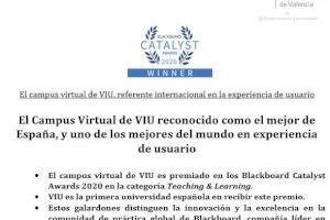 El Campus Virtual de VIU reconocido como el mejor de España, y uno de los mejores del mundo en experiencia de usuario