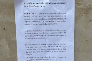 Folgado pide que se incremente la seguridad por las noches ante los actos vandálicos producidos en la Pl. Santa Lucía de Torrent