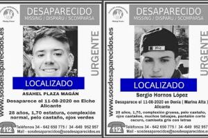 Localizan en buen estado a los dos jóvenes desaparecidos en la provincia de Alicante