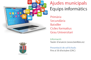 El Ayuntamiento de Benifaió subvenciona la adquisición de equipos informáticos para los alumnos