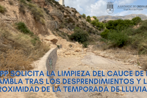 El PP solicita la limpieza del cauce de la Rambla de Castelar, tras los desprendimientos y la proximidad de lluvias