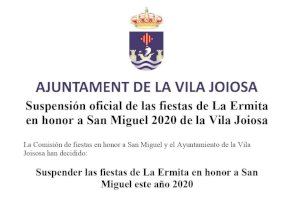 Suspensión oficial de las fiestas de La Ermita en honor a San Miguel 2020 de la Vila Joiosa