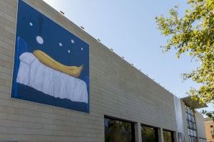 Un plátano gigante duerme la siesta en la fachada del IVAM