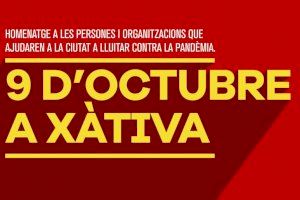 Xàtiva homenajeará el 9 de octubre a las persones y organizaciones que ayudaron en la lucha contra la pandemia