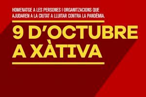L’Ajuntament de Xàtiva realitzarà més d’una trentena de reconeixements en el 9 d’octubre als herois de la pandèmia