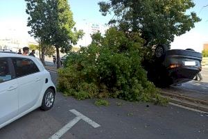 Un conductor perd el control del seu cotxe provocant un aparatós accident a Alacant