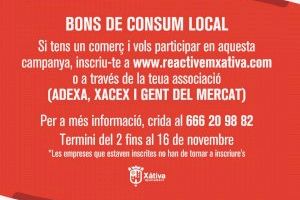 Obert fins al 16 de novembre el termini per a inscriure’s en la segona fase dels bons locals al consum de Xàtiva