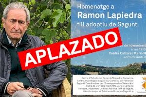 Se aplaza el acto de homenaje a Ramón Lapiedra como hijo adoptivo de Sagunto previsto para el 27 de noviembre