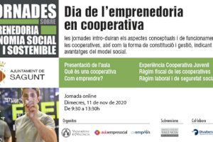 La jornada “Dia de l'Emprenedoria en Cooperatives” arriba a Sagunt de manera en línia l'11 de novembre