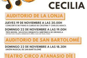 Orihuela programa 5 conciertos gratuitos para celebrar Santa Cecilia