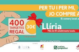 El Ayuntamiento de Llíria sortea 400 tarjetas regalo de 30€ para utilizar en comercio local