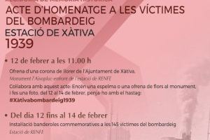 Xàtiva conmemorará el aniversario del bombardeo de la estación con una ofrenda de flores y un cortometraje documental