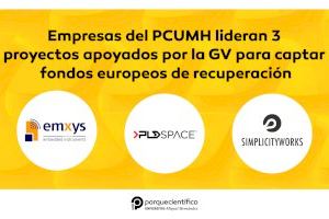 Empresas del PCUMH lideran tres de los proyectos apoyados por la Generalitat Valenciana para captar fondos europeos de recuperación