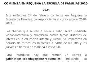 Comienza en Requena la Escuela de Familias 2020-2021