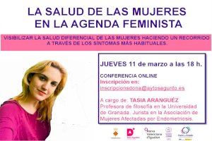 ‘La salud de las mujeres en la agenda feminista’ es la videoconferencia que tendrá lugar el próximo jueves dentro del programa del 8M
