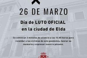El Ayuntamiento de Elda decreta el próximo viernes día de luto oficial y convoca tres minutos de silencio tras superarse las cien víctimas mortales por el Covid-19 en la ciudad
