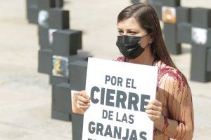 Una activista se queda totalmente desnuda en Alicante para frenar el “asesinato” de animales destinados a la industria peletera